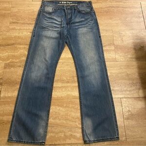 B Tuff Distressed Jeans Men's 36X36 Bootcut Western Wear Blue Denim Pants Cotton